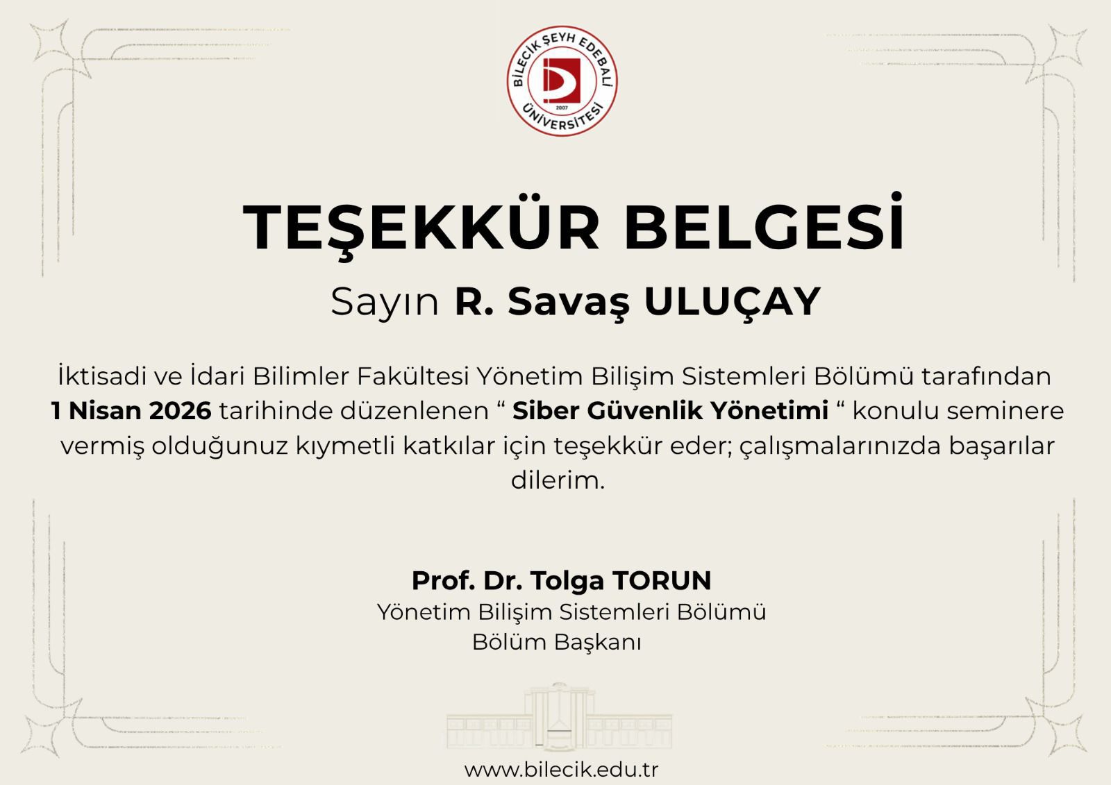 Siber Güvenlik Yönetimi Söyleşisi Gerçekleşti